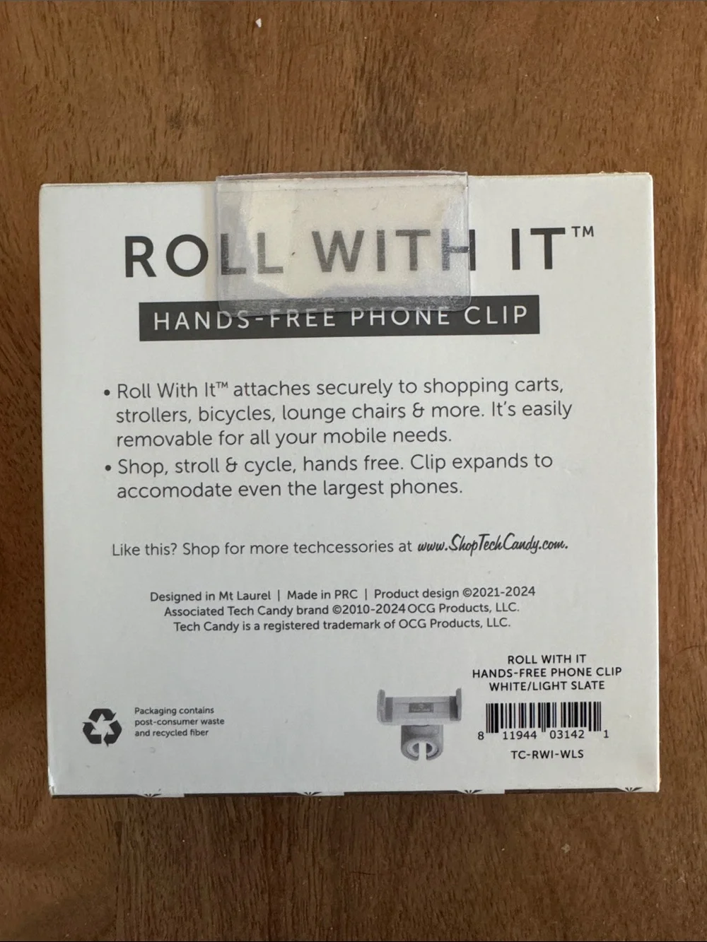 Tech Candy Roll With It Hands-Free Phone Clip - White & Light Slate